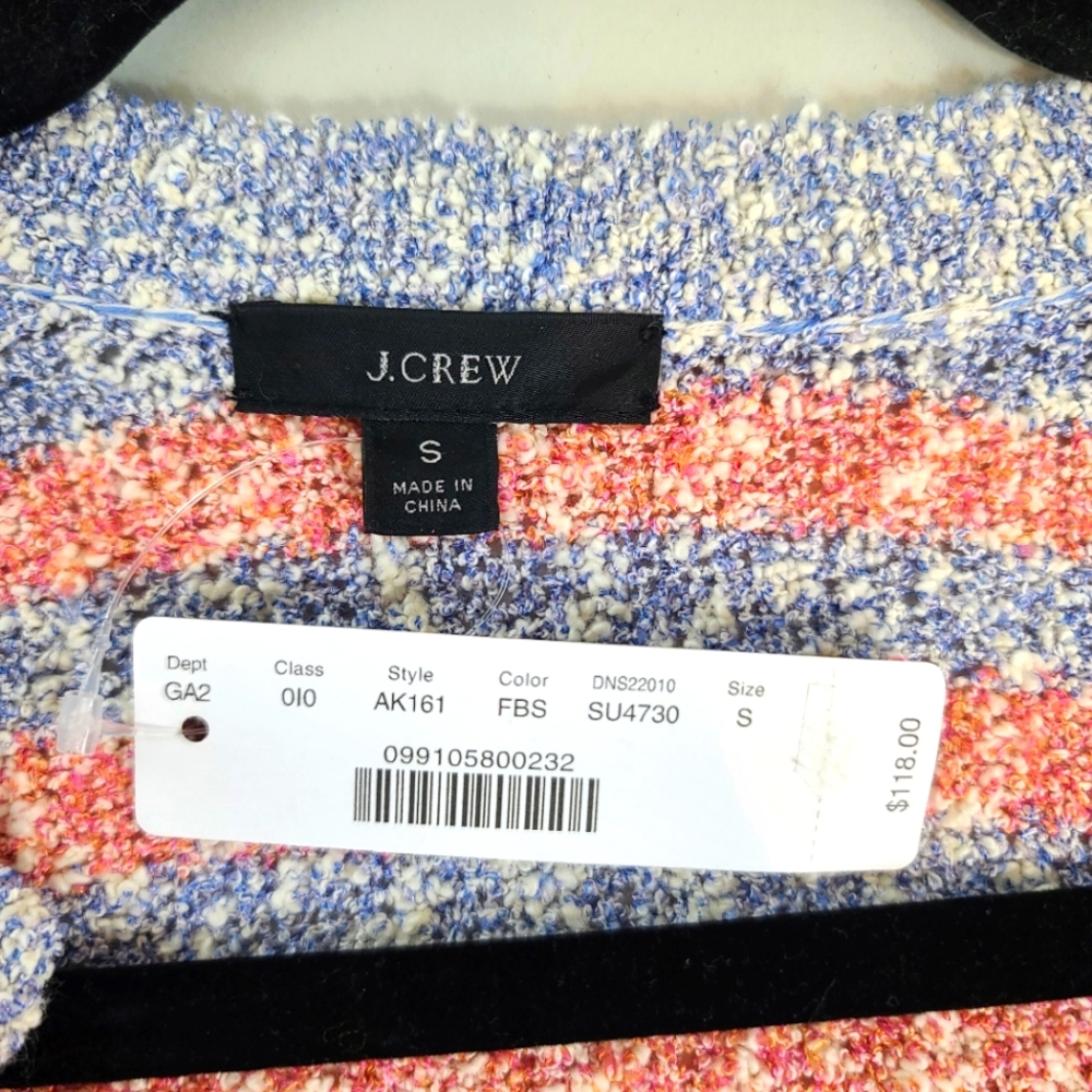 J.CREW Open Cardigan Knit Tweed Stripe Sweater - Picture 6 of 11